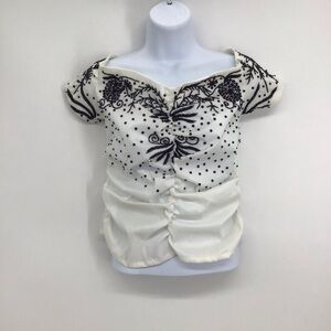 Laurence Kazar Paris - NY Beaded Sequined Top Cocktail Party Black/White Size M